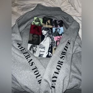 Taylor Swift The Eras Tour Gray Quarter Zip Sweater.